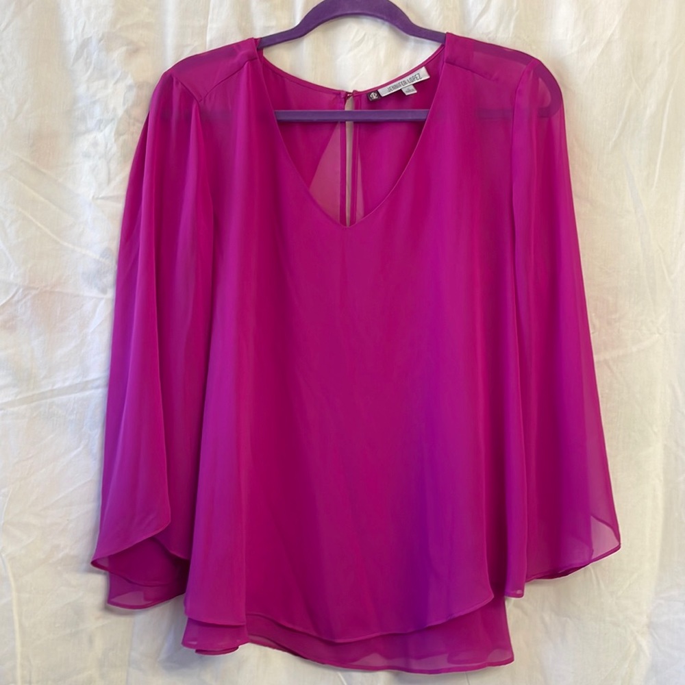 Jennifer Lopez brand purple sheer blouse, women’s size large.